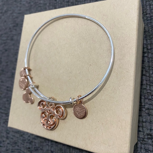 Alex and Ani Disney Parks Mickey Mouse Filigree Icon Bracelet silver/rose gold - Picture 3 of 4